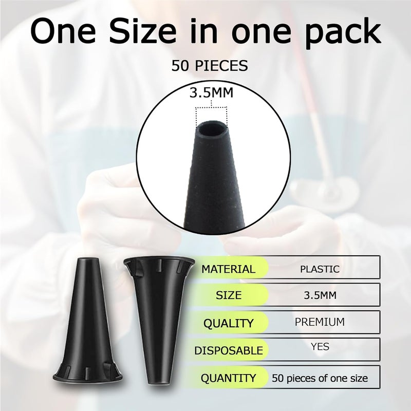 ABECIOUS Diagnostic Otoscope Covers – Pack of 50 | Universal, High-Quality Disposable Plastic Ear Otoscope Specula Tips 3.5mm (50 Pieces) for Adults & Children - Image 3
